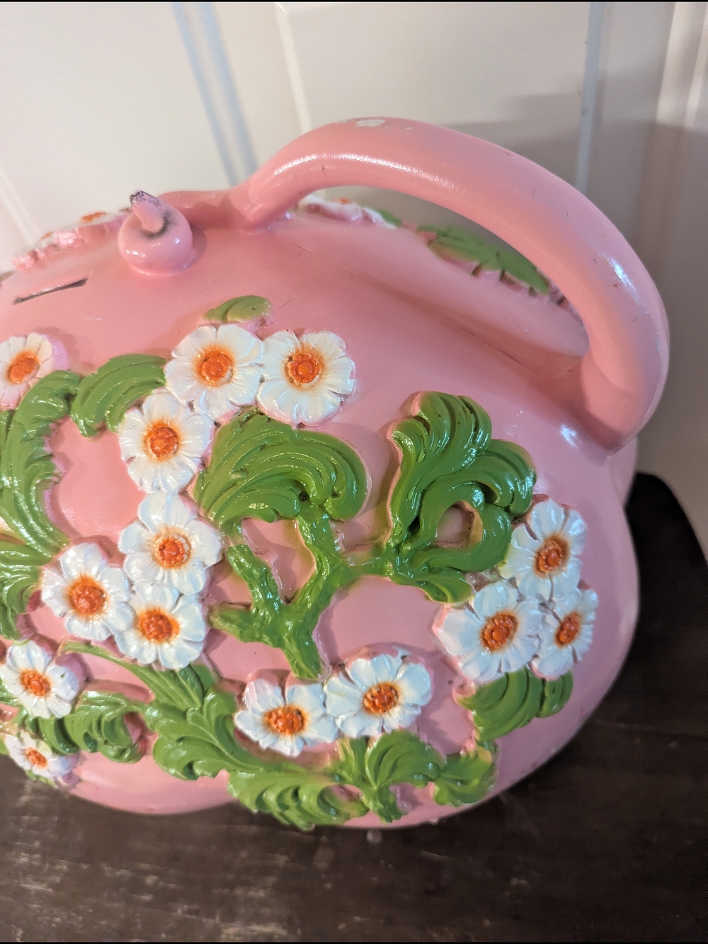 Vintage 1976 Pink Floral Ceramic Pig Piggy Bank - Picture 7 of 16